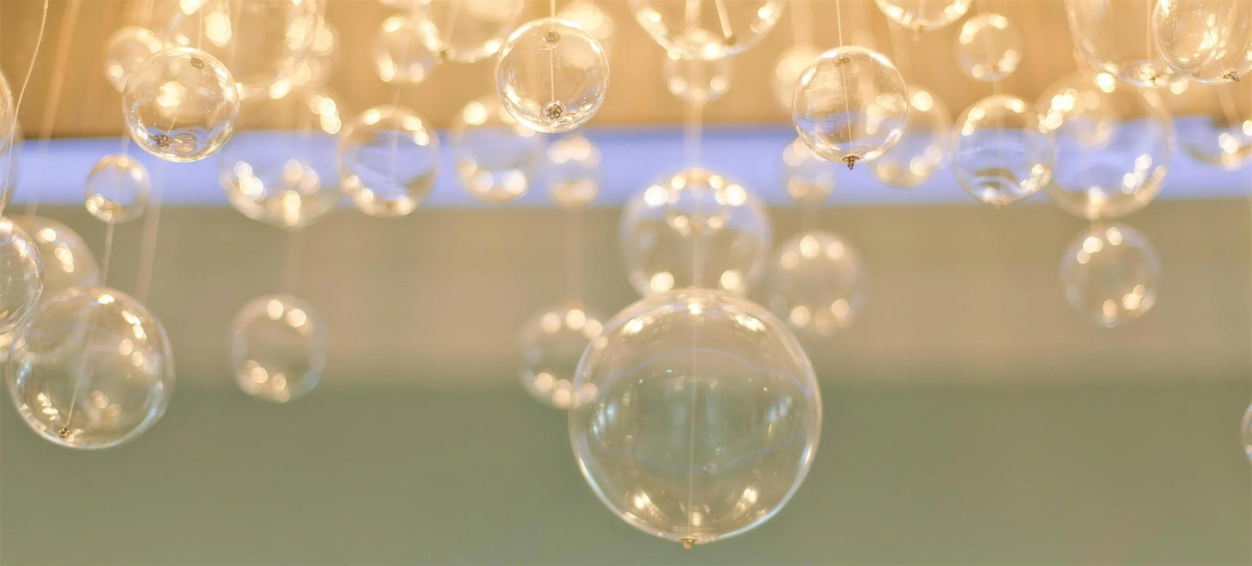 Glass-bubble chandelier in the Bryn Mawr office